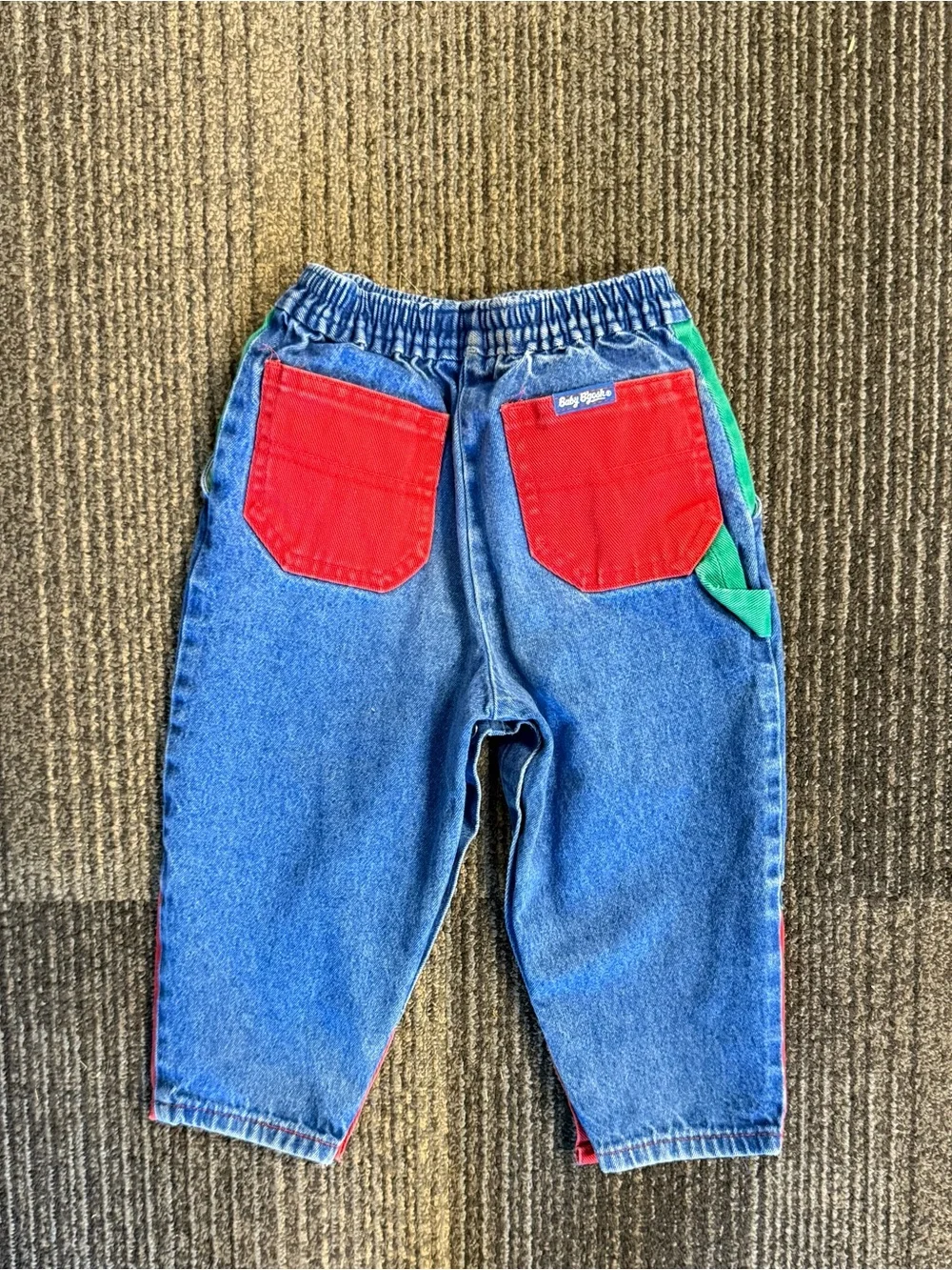 Rare vintage Oshkosh denim colorblock jeans size 24 months